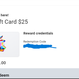 Apple gift card 25 USD