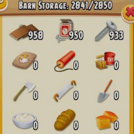 HAY DAY FARM SILO TOOLS ( INSIDE 2800 Sems)