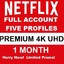 NETFLIX   4k 5 PROFILES 1 MONTH