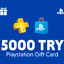 PSN 5000 TL Gift card TURKEY TRY playstation