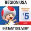 Nintendo eShop Gift Card 5 USD (Stockable)