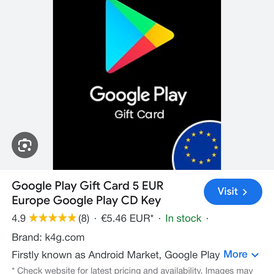 Gift card Google play austria