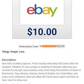 Ebay Gift Card 10$ (USA) stockable