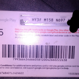 $25.00 US Google play gift card