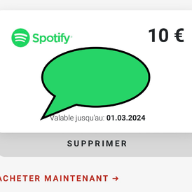 Carte cadeau Spotify 10€