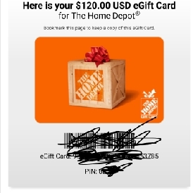 The Home Depot EGIFT Card USA 120 USD