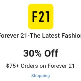 Forever21 30% off