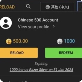 Razer Gold 500$ loaded Chinese Accounts