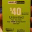 $40 Simple Mobile Prepaid Refill Card