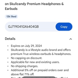 71% off Skullcandy headphones and earbuds