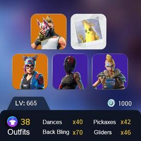 Fortnite account 38 skin Full access