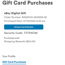 eBay gift card