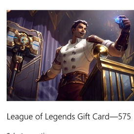 League of Legends Gift Card—575 RP