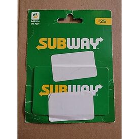 Subway gift card usa 25 usd