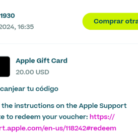 Tarjeta de regalo Apple